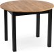 Mebel Elite Zestaw Stół Okrągły Rozkładany JAMES 102-222 cm Dąb Craft/Czarny i 4 Krzesła Tapicerowane do Salonu ROBIN Szare Welurowe 8