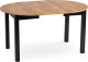 Mebel Elite Zestaw Stół Okrągły Rozkładany JAMES 102-222 cm Dąb Craft/Czarny i 4 Krzesła Tapicerowane do Salonu ROBIN Szare Welurowe 9