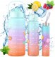 Hydrate Heroes Butelka Na Wodę Bidon Z Miarką Ze Słomką Przypomnienie Siłownia Zestaw 3Szt 1