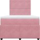 vidaXL Łóżko kontynentalne z materacem, różowe, 120x190 cm, aksamit 4