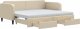 vidaXL Sofa rozsuwana z szufladami, kremowa, 90x200 cm, tkanina 2