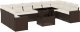 vidaXL 11-cz. zestaw mebli ogrodowych z poduszkami, brązowy, rattan PE 2