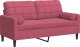 vidaXL 2-osobowa sofa z poduszkami, winna czerwień, 140 cm, aksamit 2