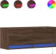 vidaXL Ścienna szafka TV z LED, brązowy dąb, 100x31x35 cm 2