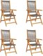 vidaXL Rozkładane krzesła ogrodowe, 4 szt., szare, drewno akacjowe 2