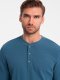 Ombre Longsleeve męski z dzianiny waflowej zapinany pod szyją  niebieski denim V4 OM-LSCL-0120 XL 1