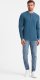 Ombre Longsleeve męski z dzianiny waflowej zapinany pod szyją  niebieski denim V4 OM-LSCL-0120 XL 3