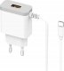 Ładowarka . DENMEN BIAŁA ŁADOWARKA SIECIOWA USB +  KABEL TYP-C DC09T-W 2