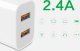 Ładowarka . ŁADOWARKA SIECIOWA 2.4A BIAŁA DENMEN 2XUSB 2400mA DC05 12W SINGLE 4
