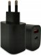Ładowarka . DENMEN CZARNA ŁADOWARKA SIECIOWA USB +  KABEL TYP-C DC09T-W 4