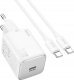 Ładowarka Hoco HOCO ładowarka sieciowa Typ C + kabel Typ C do Typ C QC PD 20W N40 biała 1