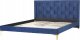 Beliani Łóżko welurowe 160 x 200 cm granatowe LIMOUX 2