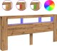 vidaXL Wezgłowie łóżka z LED, dąb artisan, 220x18,5x103,5 cm 2