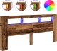 vidaXL Wezgłowie łóżka z LED, stare drewno, 220x18,5x103,5 cm 2