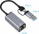 HUB USB Bounn Adapter USB/TYPE C Ethernet 1000Mbps 6