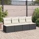 vidaXL vidaXL 4-cz. sofa ogrodowa z poduszkami, czarny rattan PE i akacja 2