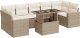 vidaXL 8-cz. zestaw mebli ogrodowych z poduszkami, beżowy, polirattan 2