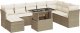 vidaXL 9-cz. zestaw mebli ogrodowych z poduszkami, beżowy, polirattan 2