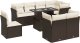 vidaXL 9-cz. zestaw mebli ogrodowych z poduszkami, brązowy, polirattan 2