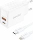 Ładowarka Foneng Ładowarka sieciowa Foneng EU56 1xUSB-A, 1xUSB-C, 20W (Biała) + kabel USB-A do Lightning 1
