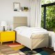 vidaXL Łóżko kontynentalne z materacem, kremowe, tkanina, 90x200 cm 5
