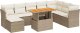 vidaXL vidaXL 9-cz. zestaw mebli ogrodowych z poduszkami, beżowy, polirattan 2