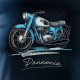Topslang Koszulka z motocyklem na motor Pannonia panonia męska granatowa REGULAR L 1
