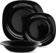 MG Home Serwis obiadowy 18 elementów dla 6 osób MG Home Pavia Black  zestaw talerzy czarne talerze 9