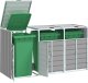 vidaXL Obudowa na kosz na śmieci, potrójna, szara, 216x81x115 cm 1
