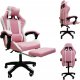 Krzesło biurowe kontrast Fotel gamingowy obrotowy biurowe dla gracza podnóżek KG104 różowy 1