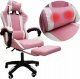 Krzesło biurowe kontrast Fotel gamingowy obrotowy biurowe dla gracza podnóżek KG104 różowy 15