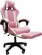 Krzesło biurowe kontrast Fotel gamingowy obrotowy biurowe dla gracza podnóżek KG104 różowy 6