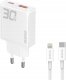 Ładowarka Dudao Ładowarka sieciowa GaN Dudao A30EUL 30W USB-A / USB-C + kabel USB-C - Lightning - biała 1