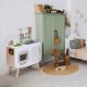 Ecotoys Drewniana kuchnia dla dzieci retro piekarnik palniki zlew akcesoria kuchenne ECOTOYS 7