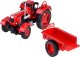 Jokomisiada Czerwony Metalowy Traktor z przyczepką Skrętne Gumowe koła 1:18 ZA5202 3