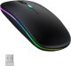 Mysz Alogy Cicha Myszka slim mysz bezprzewodowa Alogy podświetlana LED RGB do laptopa tabletu Czarna 1