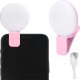 Lampka USB Alogy Lampka LED Alogy Mini Selfie Ring Klips do nagrywania robienia zdjęć do telefonu z klipsem Różowa 14