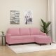 vidaXL 3-osobowa sofa z podnóżkiem, różowa, 180 cm, aksamitem 1