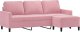 vidaXL 3-osobowa sofa z podnóżkiem, różowa, 180 cm, aksamitem 3