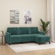 vidaXL 3-osobowa sofa z podnóżkiem, ciemnozielony, 180 cm, aksamit 1