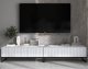Meble Lindner Meble Lindner Szafka RTV Glamour Komoda RTV Meble Lindner Stolik Biały Mat Ryflowane Fronty 220 cm Czarna Rama Loft 3