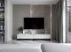 Meble Lindner Meble Lindner Szafka RTV Glamour Komoda RTV Meble Lindner Stolik Biały Mat Ryflowane Fronty 220 cm Czarna Rama Loft 4