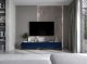 Meble Lindner Meble Lindner Szafka RTV Glamour Komoda RTV Meble Lindner Stolik Granatowy Mat Ryflowane Fronty 220 cm Czarna Rama Loft 4