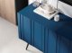 Meble Lindner Meble Lindner Komoda RTV Glamour Szafka RTV Glamour Granatowa 150 cm Ryflowane fronty Nogi Czarne Metalowe 7