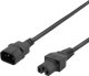 Kabel zasilający Deltaco Extension cord IEC C15, IEC C14, 1m, black 1
