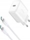 Ładowarka Joyroom Ładowarka Joyroom JR-TCF24 sieciowa USB-C PD 30W QC SFC - biała + kabel USB-C 1m 1