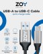 Kabel USB ZOY USB-A - USB-C 1 m Czarno-srebrny (ZCAC1) 3