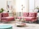 Beliani Sofa welurowa rozkładana różowa VESTFOLD 6