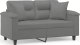 vidaXL 2-osobowa sofa z poduszkami, ciemnoszara, 120 cm, mikrofibra 2