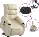 vidaXL Podnoszony fotel masujący, rozkładany, kremowy, ekoskóra 6